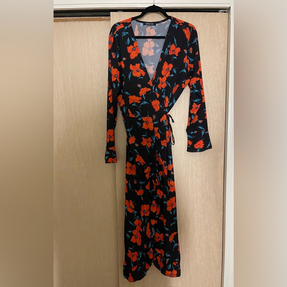 Floral Wrap Midi Dress